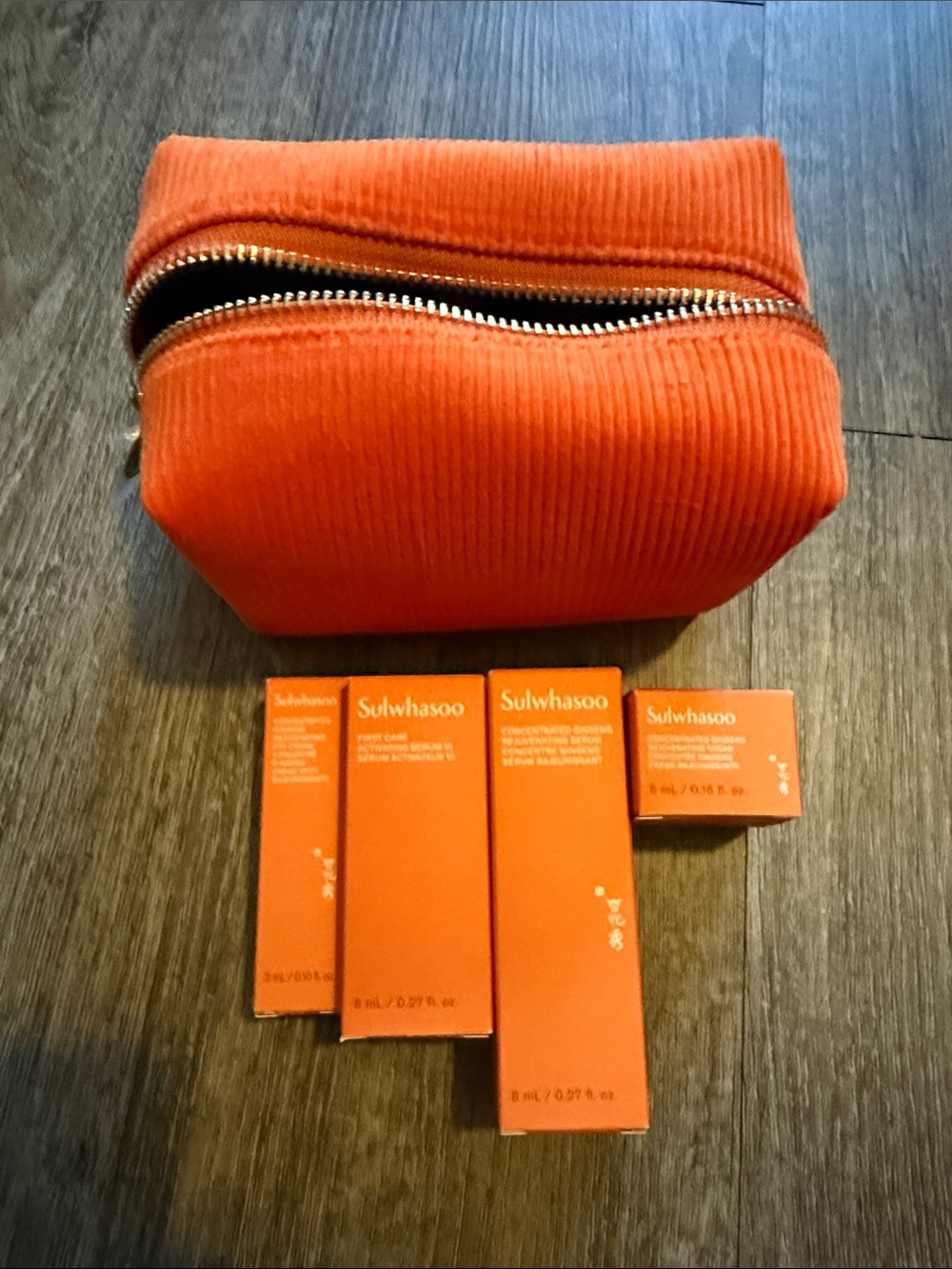 Sulwhasoo Concentrated Ginseng Mini Skincare Set with Orange Corduroy Pouch
